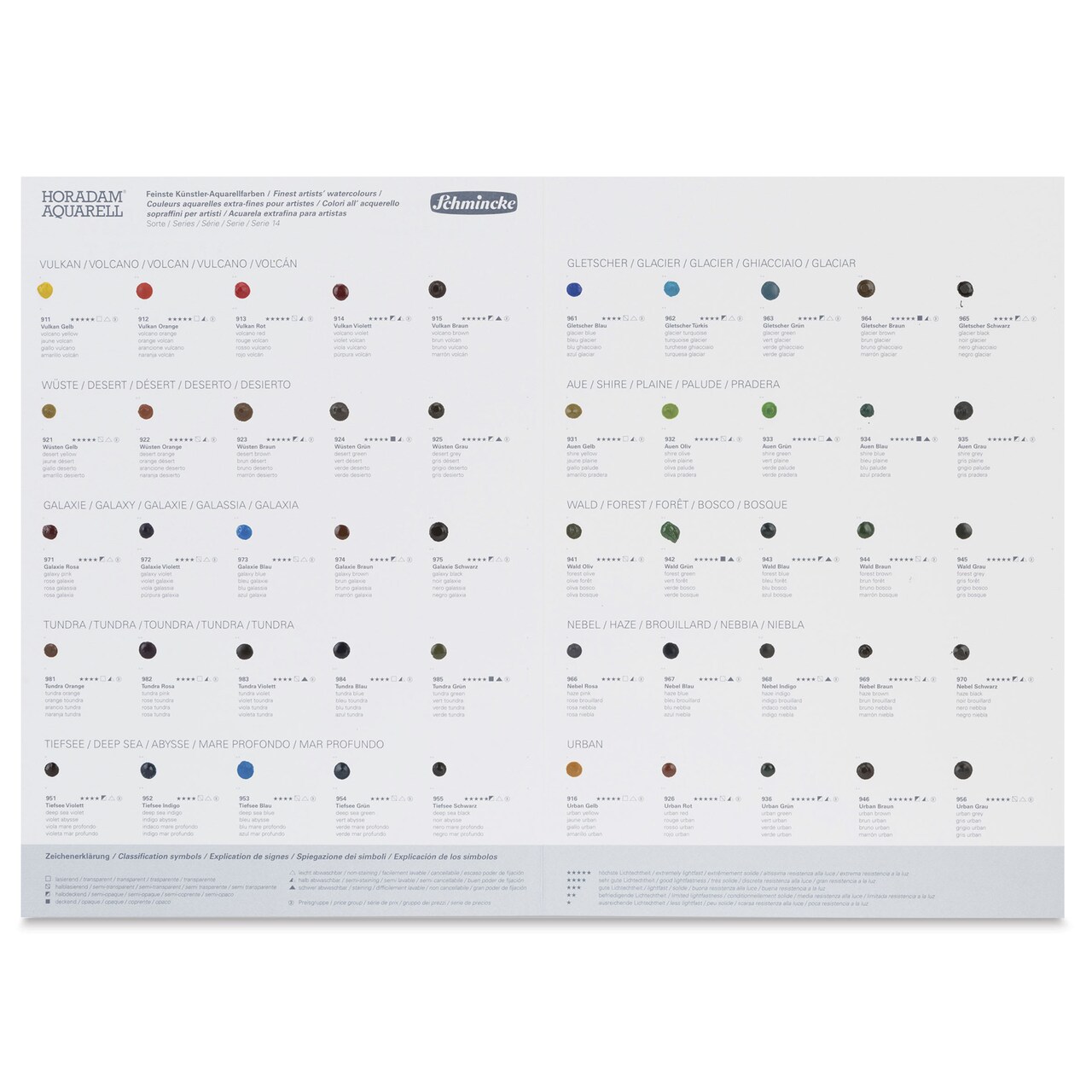 Schmincke Horadam Aquarell Artist Watercolor - 50 Color Dot Card, Supergranulation